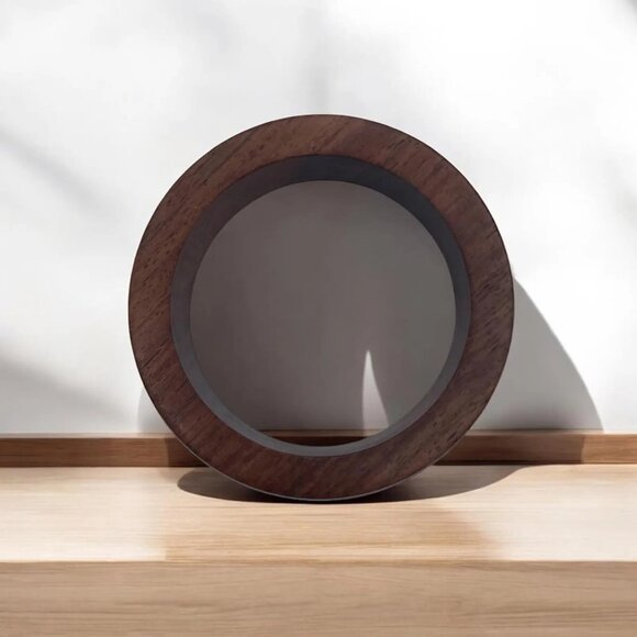 Dark Wood Bangle with Brass Bead Rows - Rustic Bohemian Bracelet - Picture 2 of 2